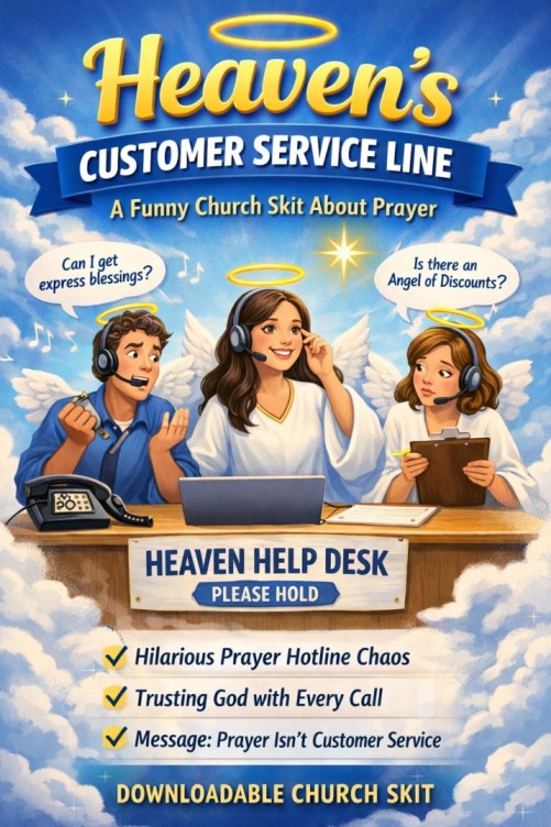 Heaven’s Customer Service Line Church Youth Skit — youth group skit cover image
