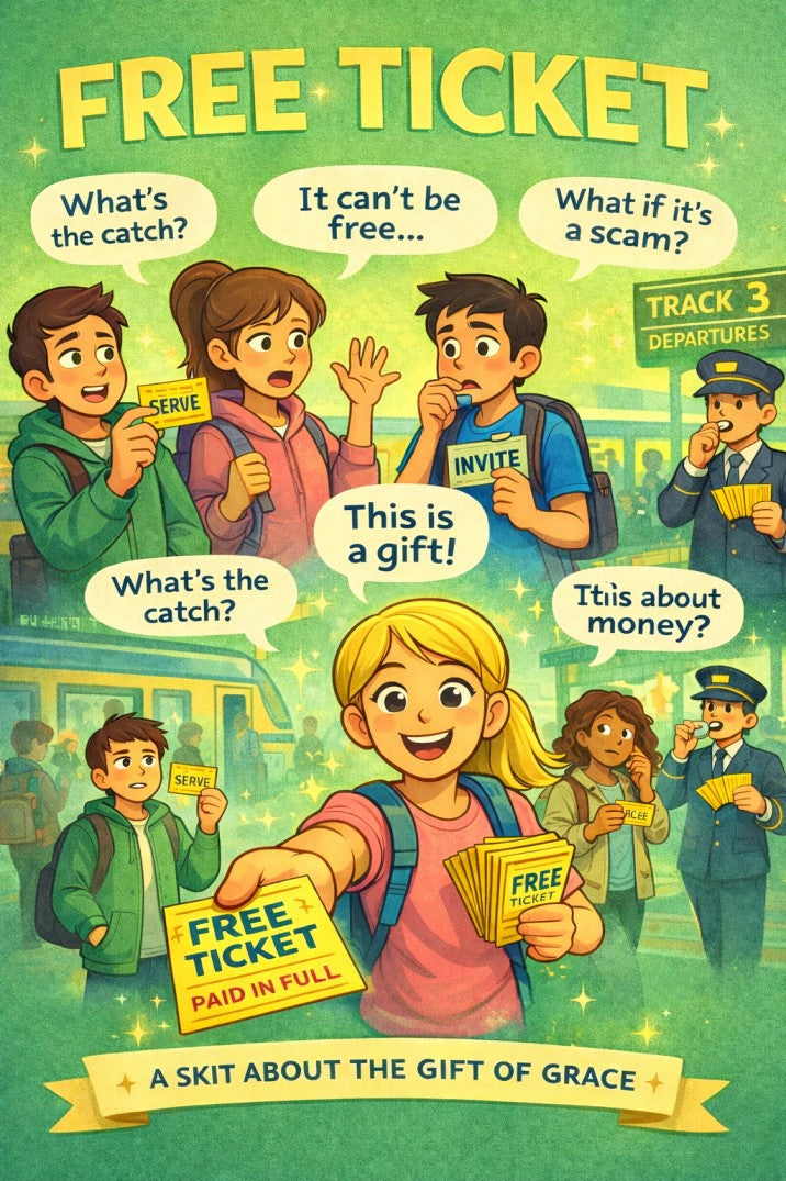 Free Ticket — youth group skit cover image