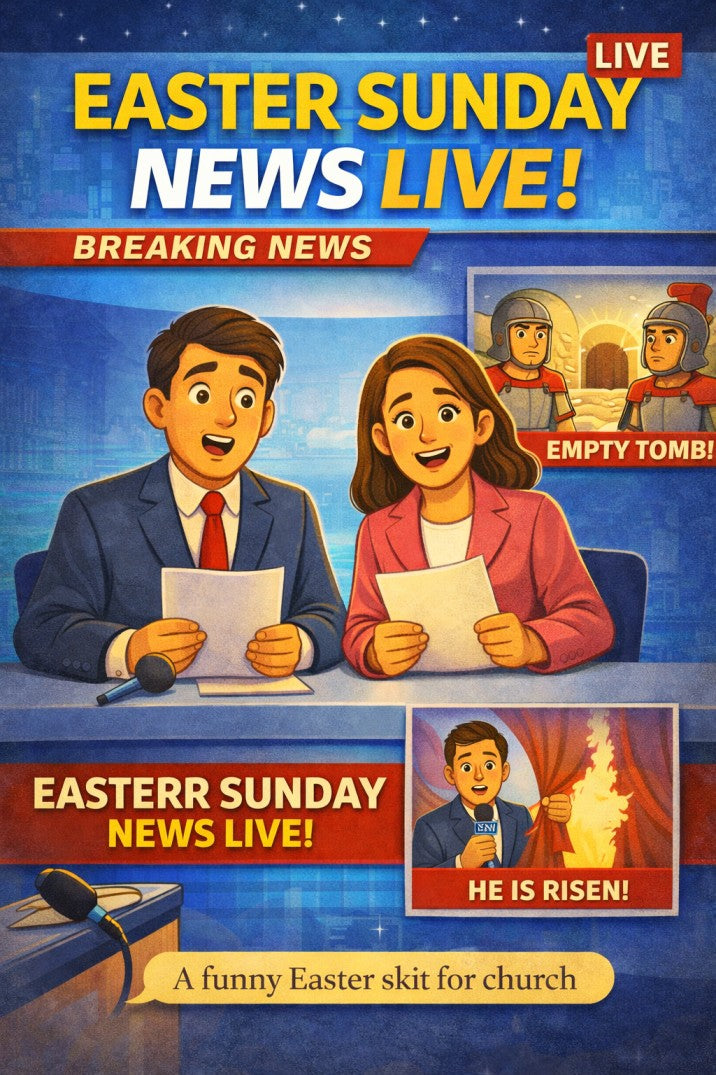 Easter Sunday News Live — church skit script cover image