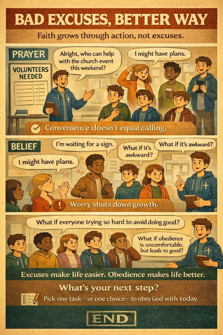 Bad Excuses, Better Way — youth group skit cover image