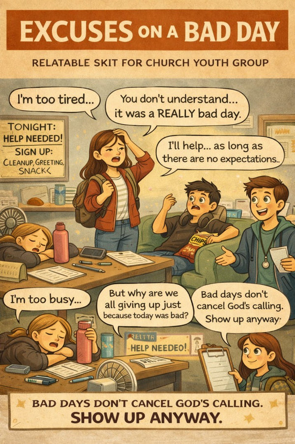 Excuses on a Bad Day - Youth Group Drama Skits — youth group skit cover image