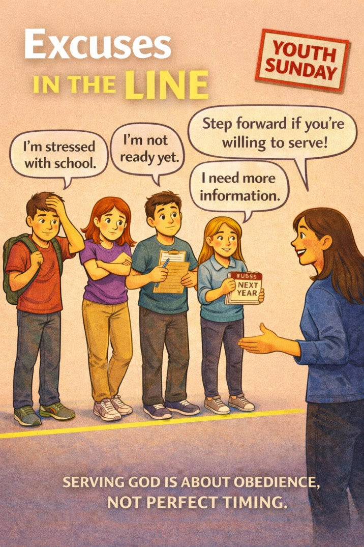 Excuses in the Line — youth group skit cover image