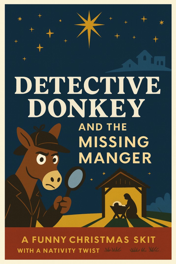 Detective Donkey and the Missing Manger — Christmas church skit cover image
