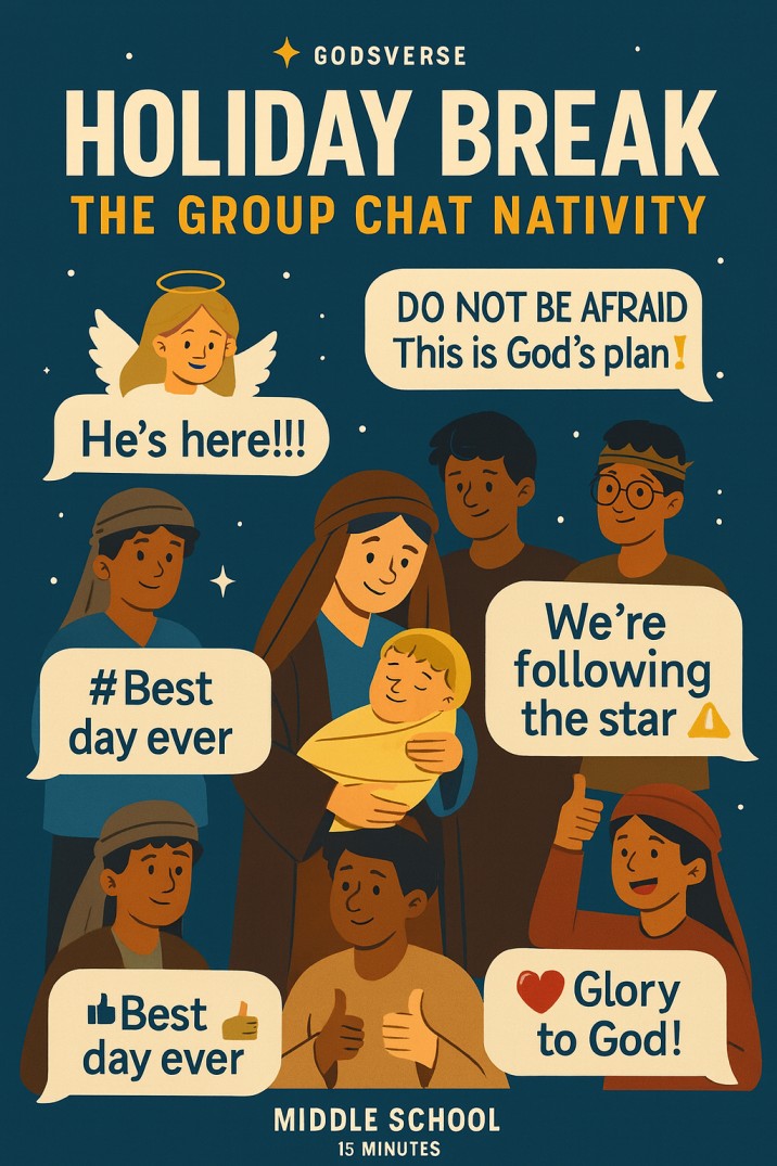 Holiday Break: The Group Chat Nativity — Christmas church skit cover image