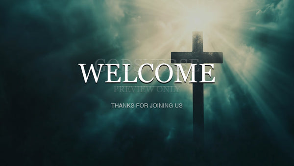 Welcome worship background cross light