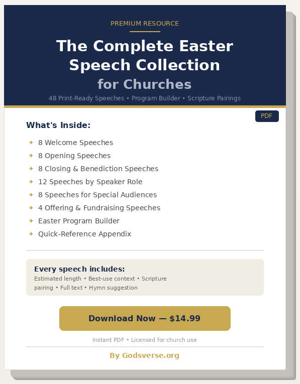 The Complete Easter Speech Collection for Churches — 48 Print-Ready Speeches — church skit script cover image