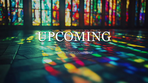 Upcoming worship background stained glass