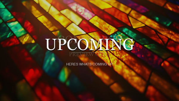 Upcoming worship background stained glass